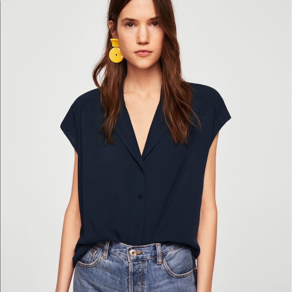 Mango Navy Top